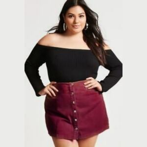 Forever 21 Plus Size Button Up A Line Mini Skirt